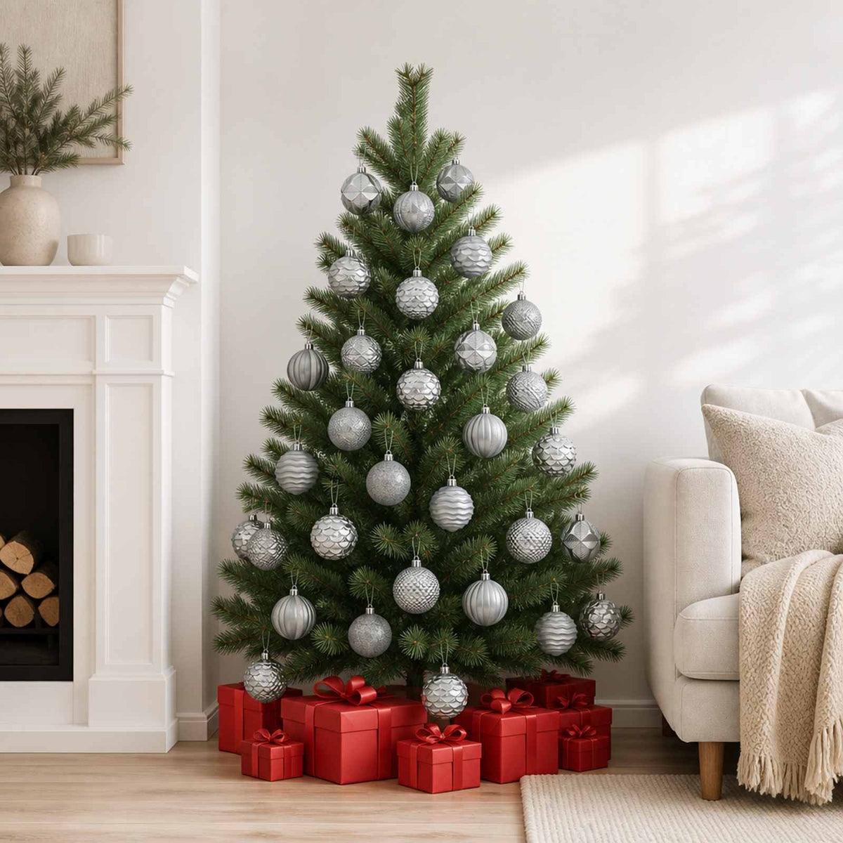 Christmas Ball Set 36 pcs Grey 6 cm Polystyrene