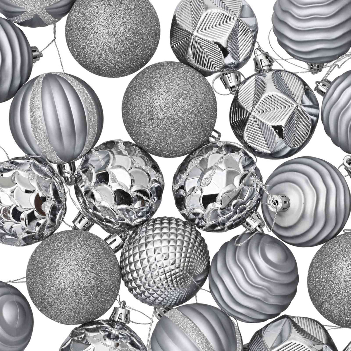 Christmas Ball Set 36 pcs Grey 6 cm Polystyrene
