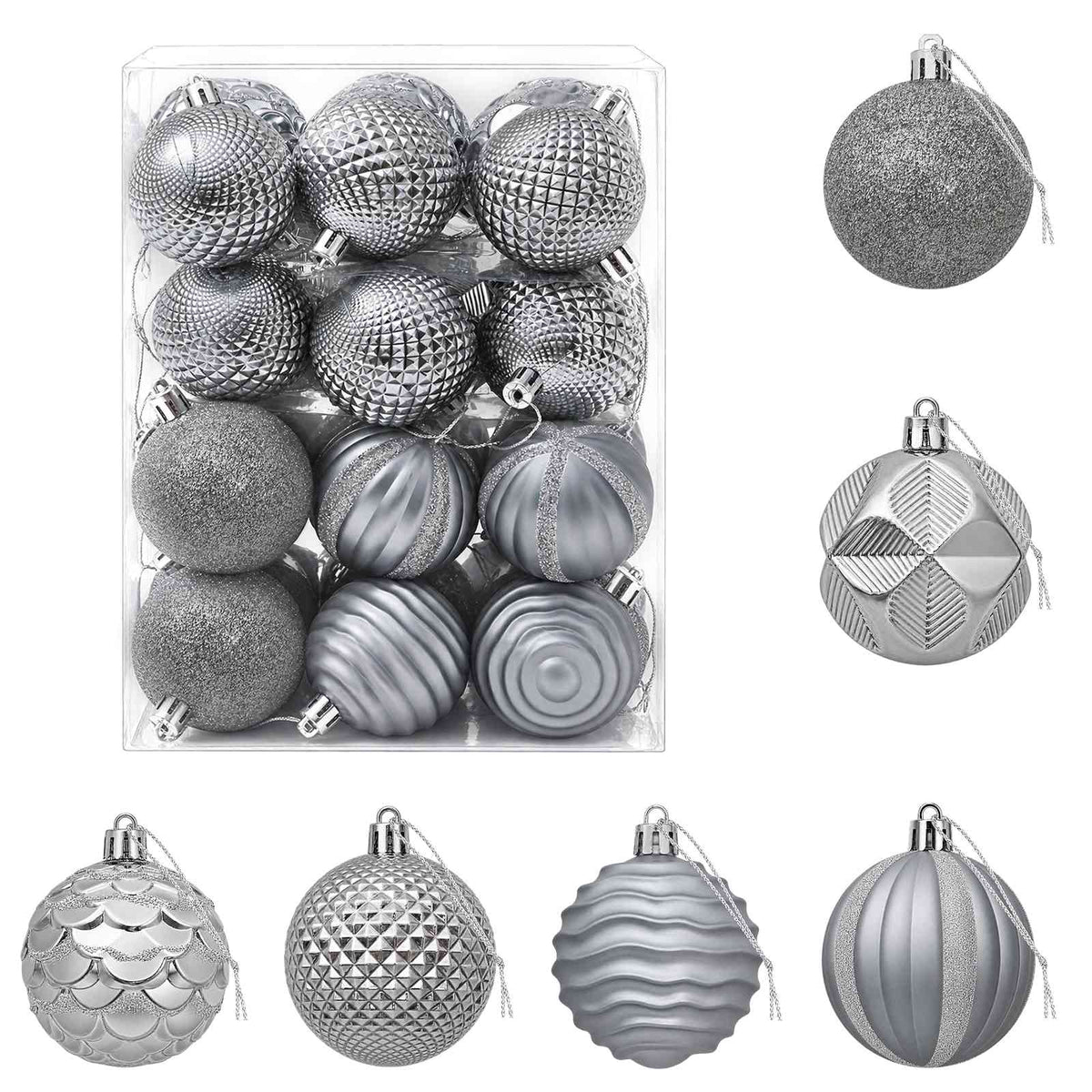 Christmas Ball Set 36 pcs Grey 6 cm Polystyrene