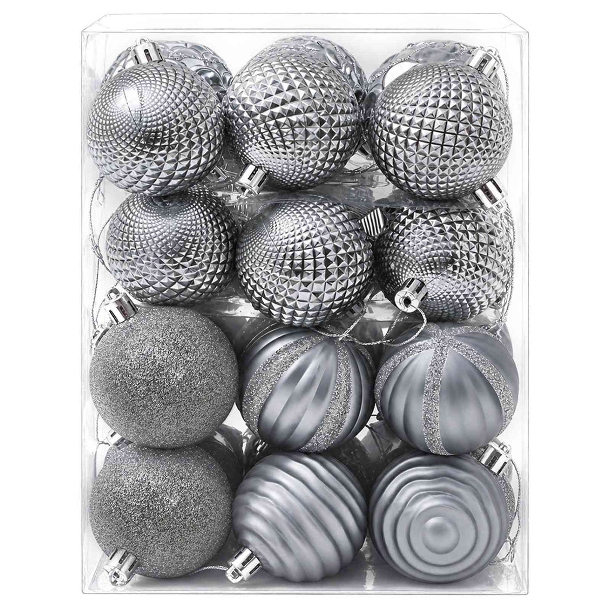 Christmas Ball Set 36 pcs Grey 6 cm Polystyrene