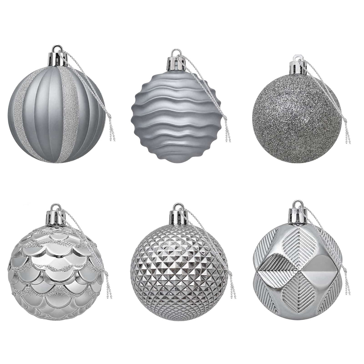 Christmas Ball Set 36 pcs Grey 6 cm Polystyrene