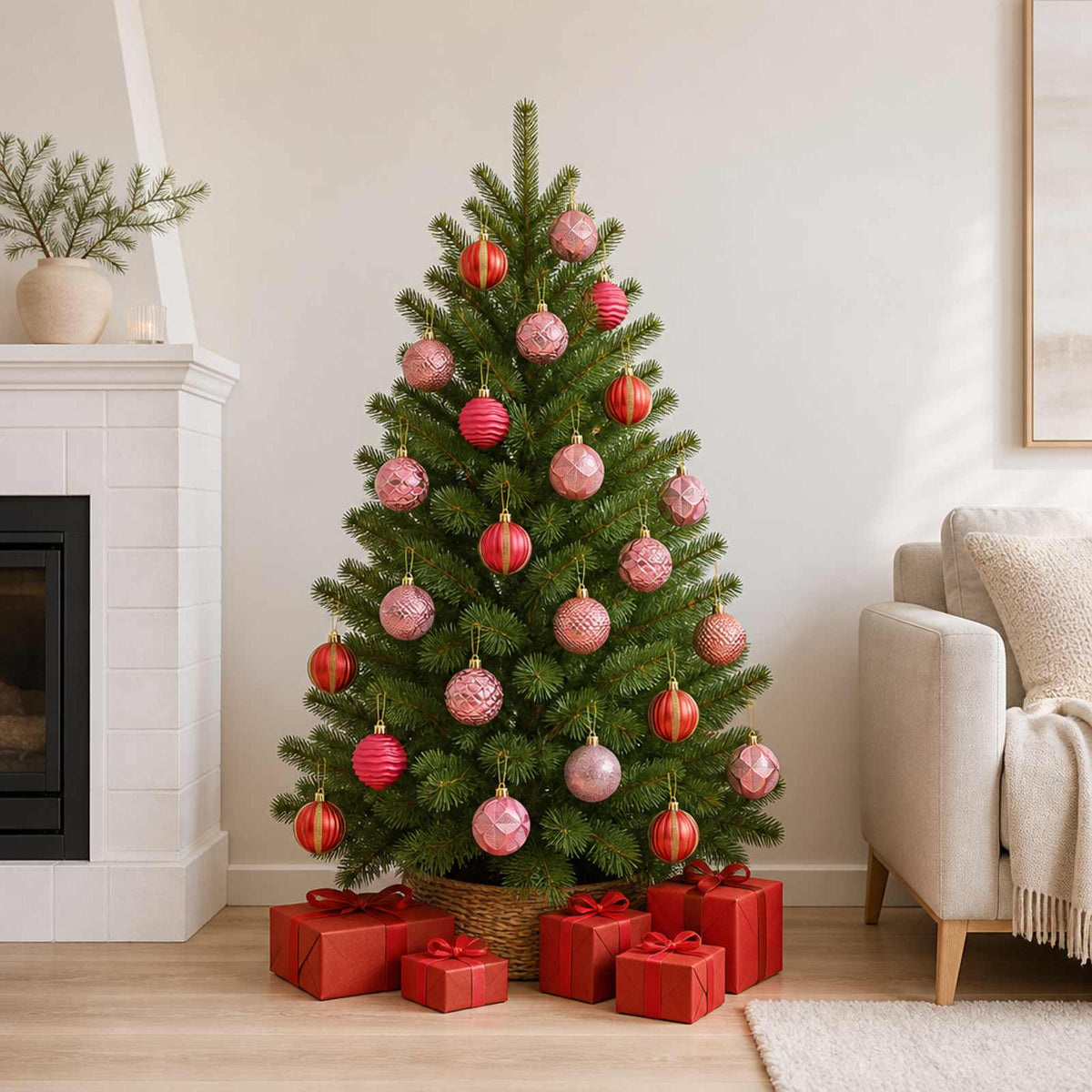 Christmas Ball Set 36 pcs Pink and Rose 6 cm Polystyrene