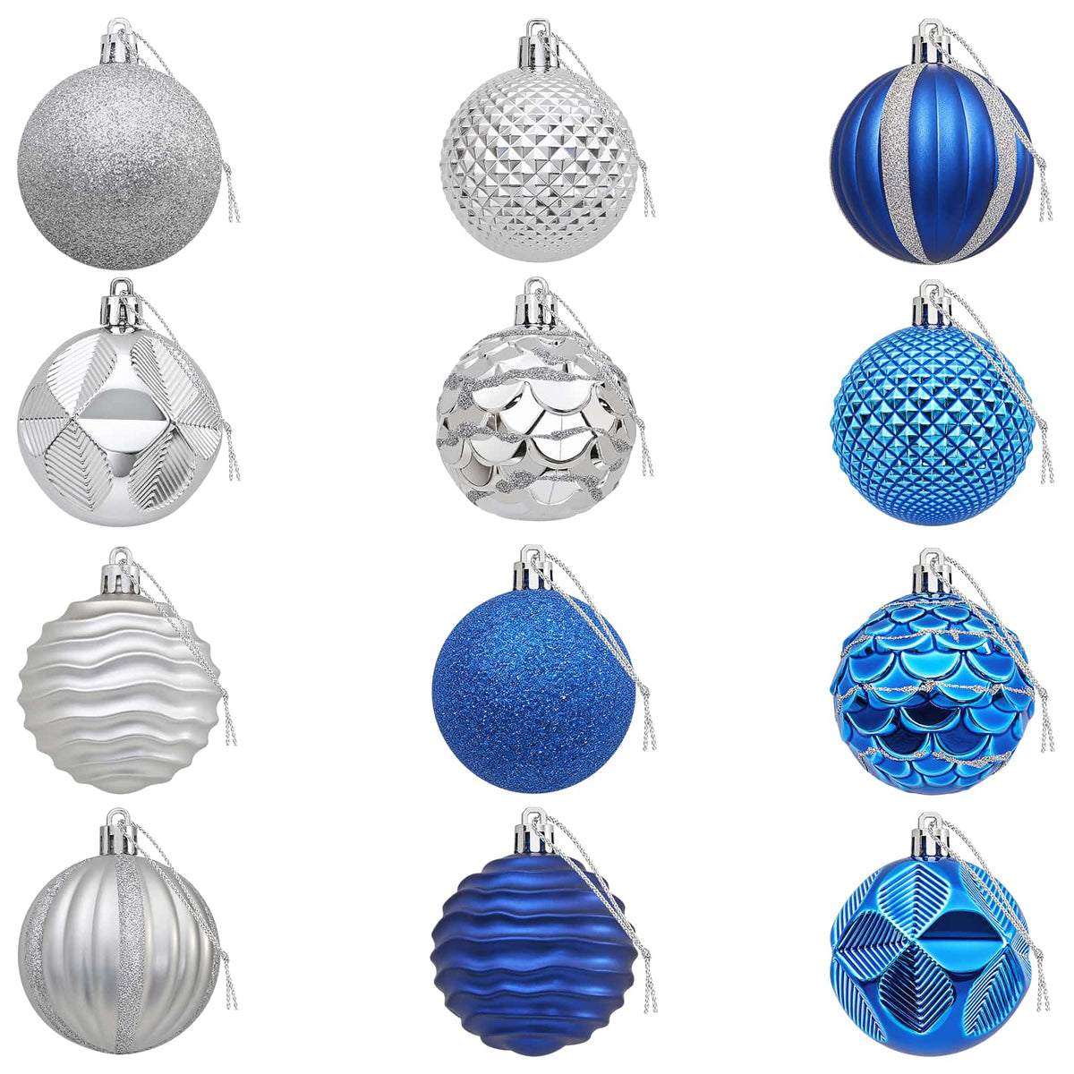 Christmas Ball Set 36 pcs Blue and Silver 6 cm Polystyrene