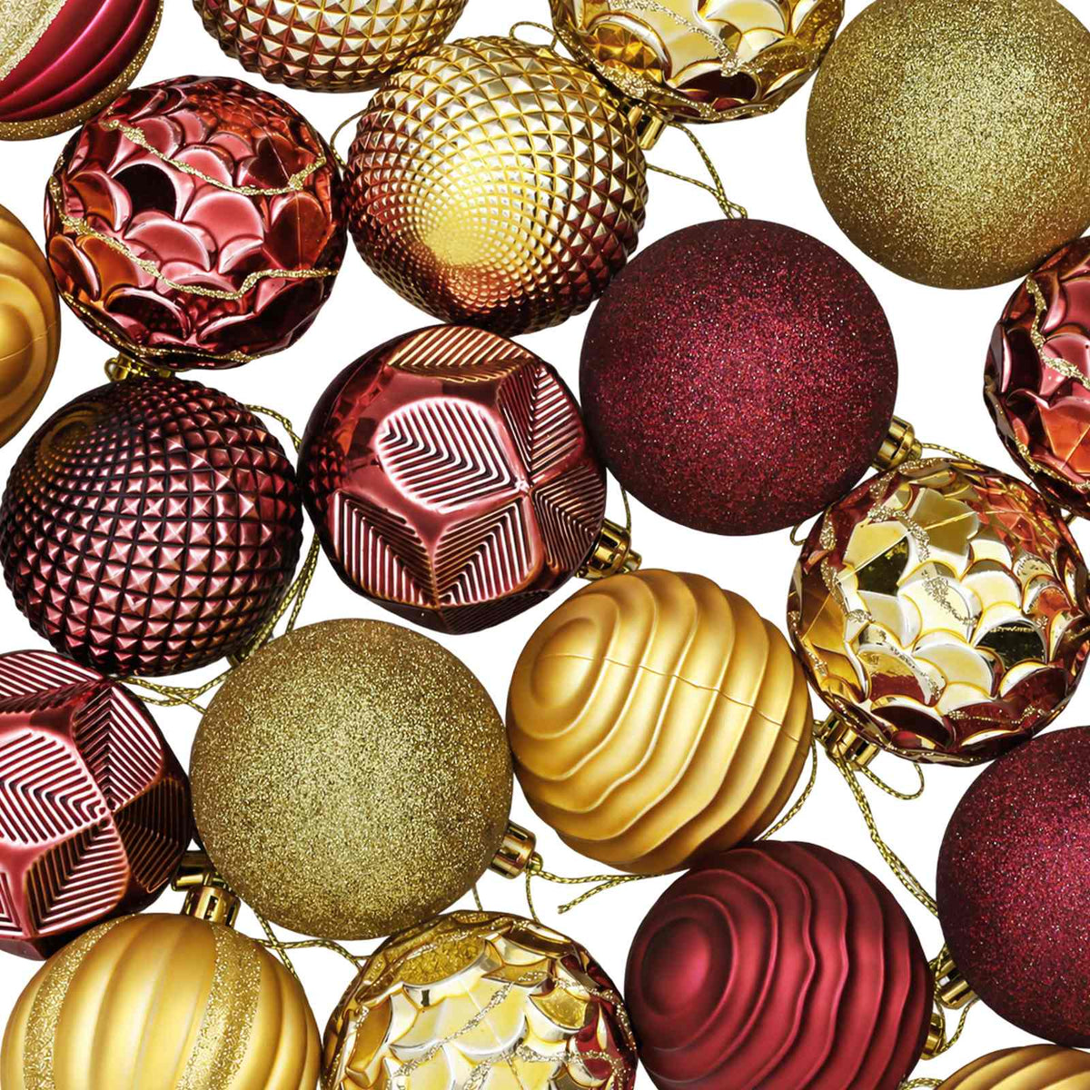 Christmas Ball Set 36 pcs Gold and Wine Red Dia. 6 cm