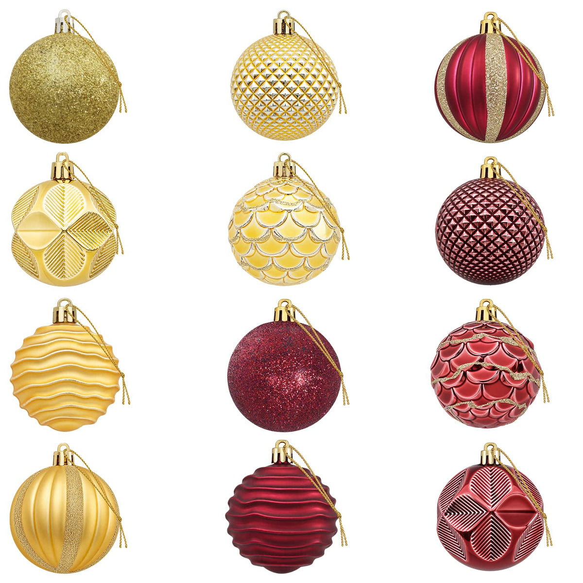 Christmas Ball Set 36 pcs Gold and Wine Red Dia. 6 cm