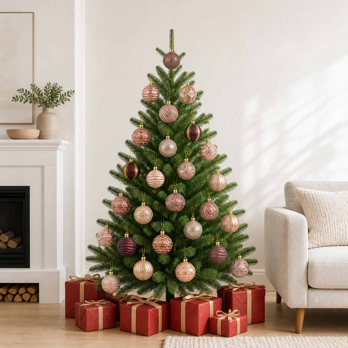 Christmas Ball Set 36 pcs Champagne and Brown 6 cm Polystyrene