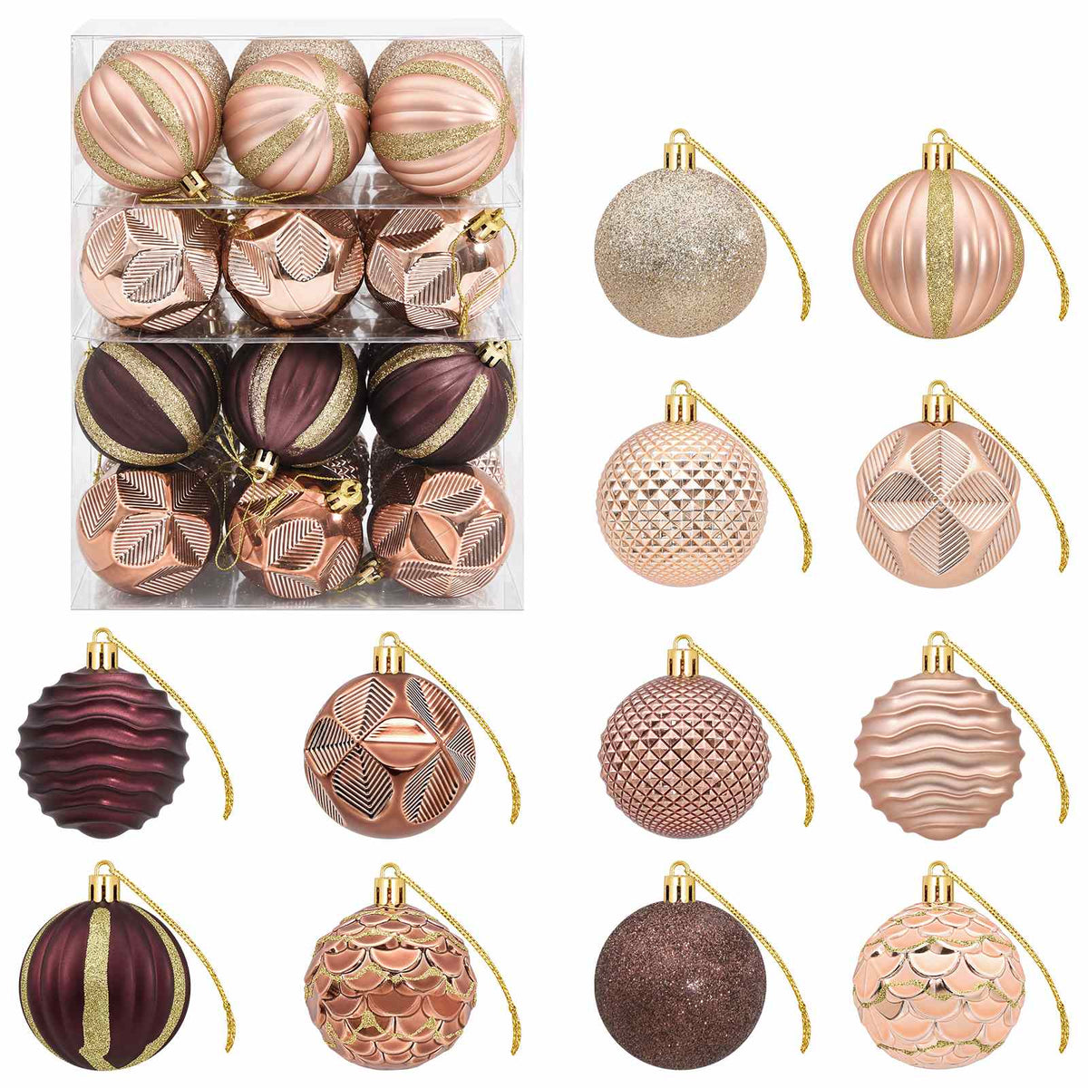 Christmas Ball Set 36 pcs Champagne and Brown 6 cm Polystyrene