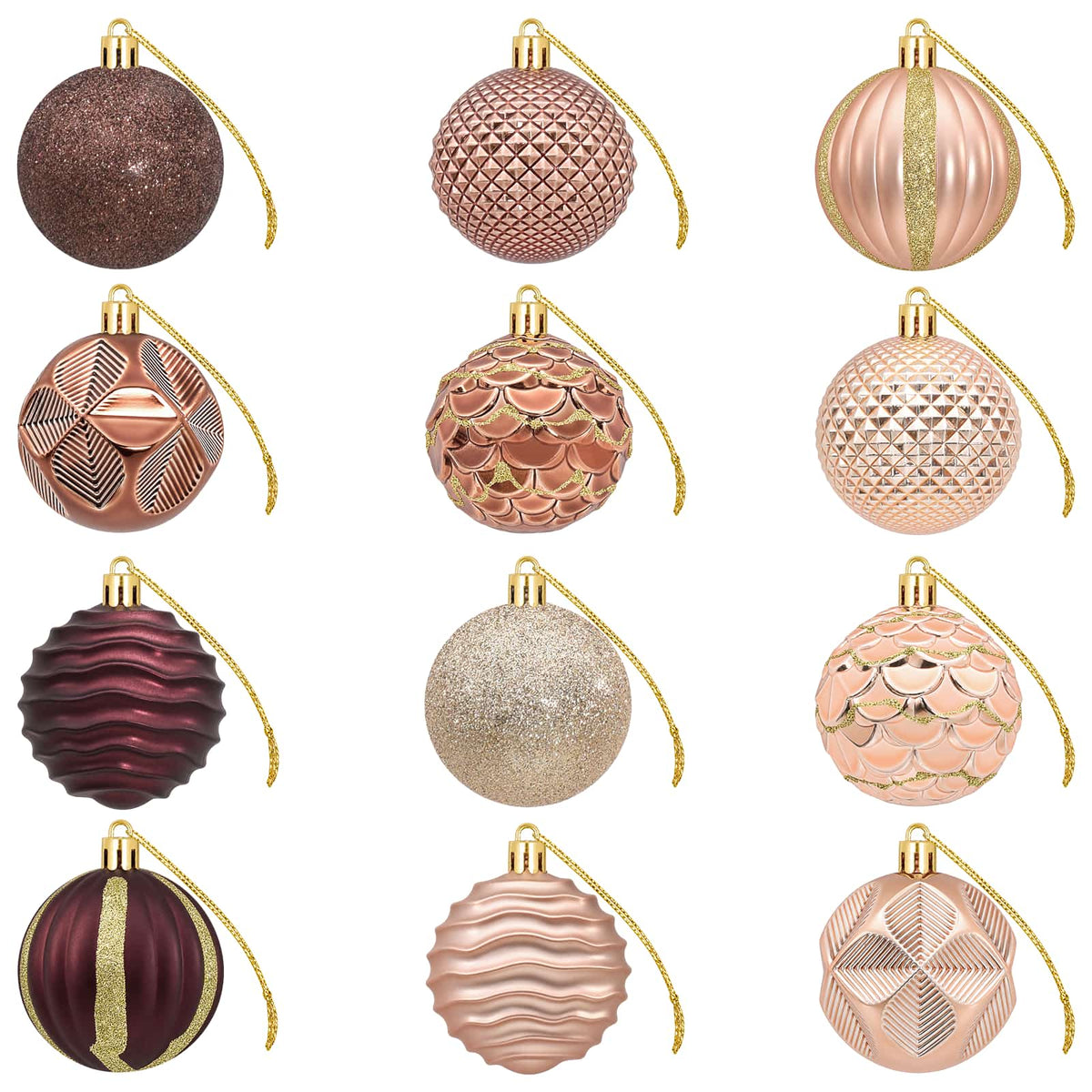 Christmas Ball Set 36 pcs Champagne and Brown 6 cm Polystyrene