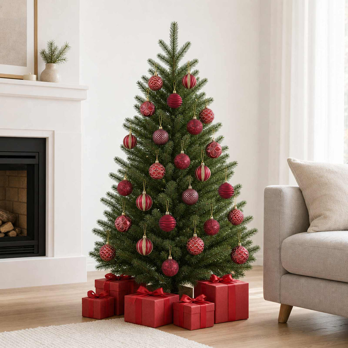 Christmas Ball Set 36 pcs Wine Red 6 cm Polystyrene