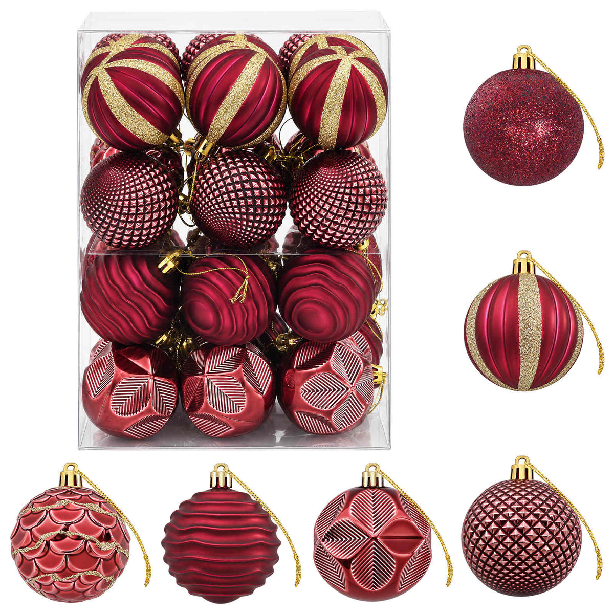 Christmas Ball Set 36 pcs Wine Red 6 cm Polystyrene