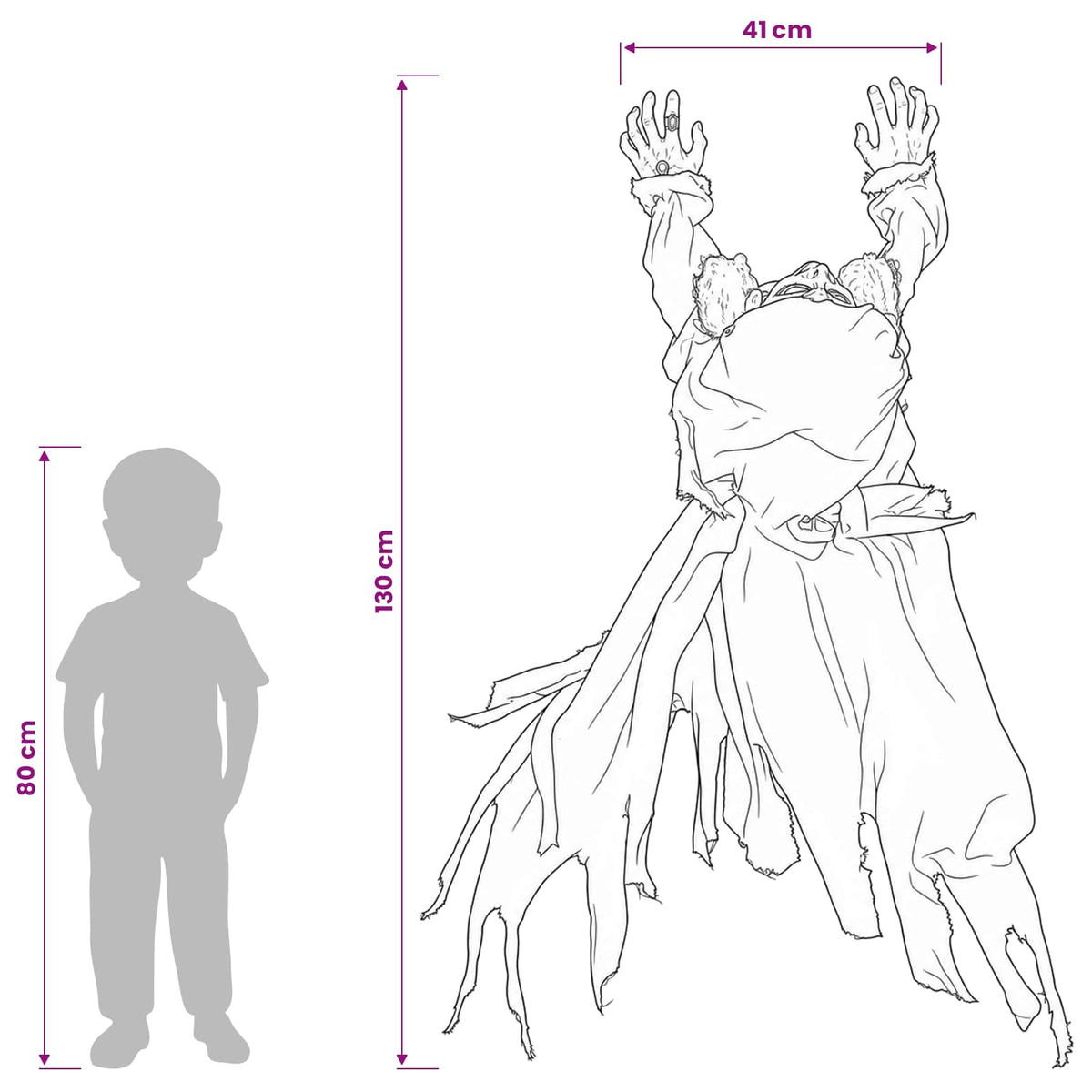 Halloween Decoration Zombie SPOOKA Black 41 x 130 x 24 cm
