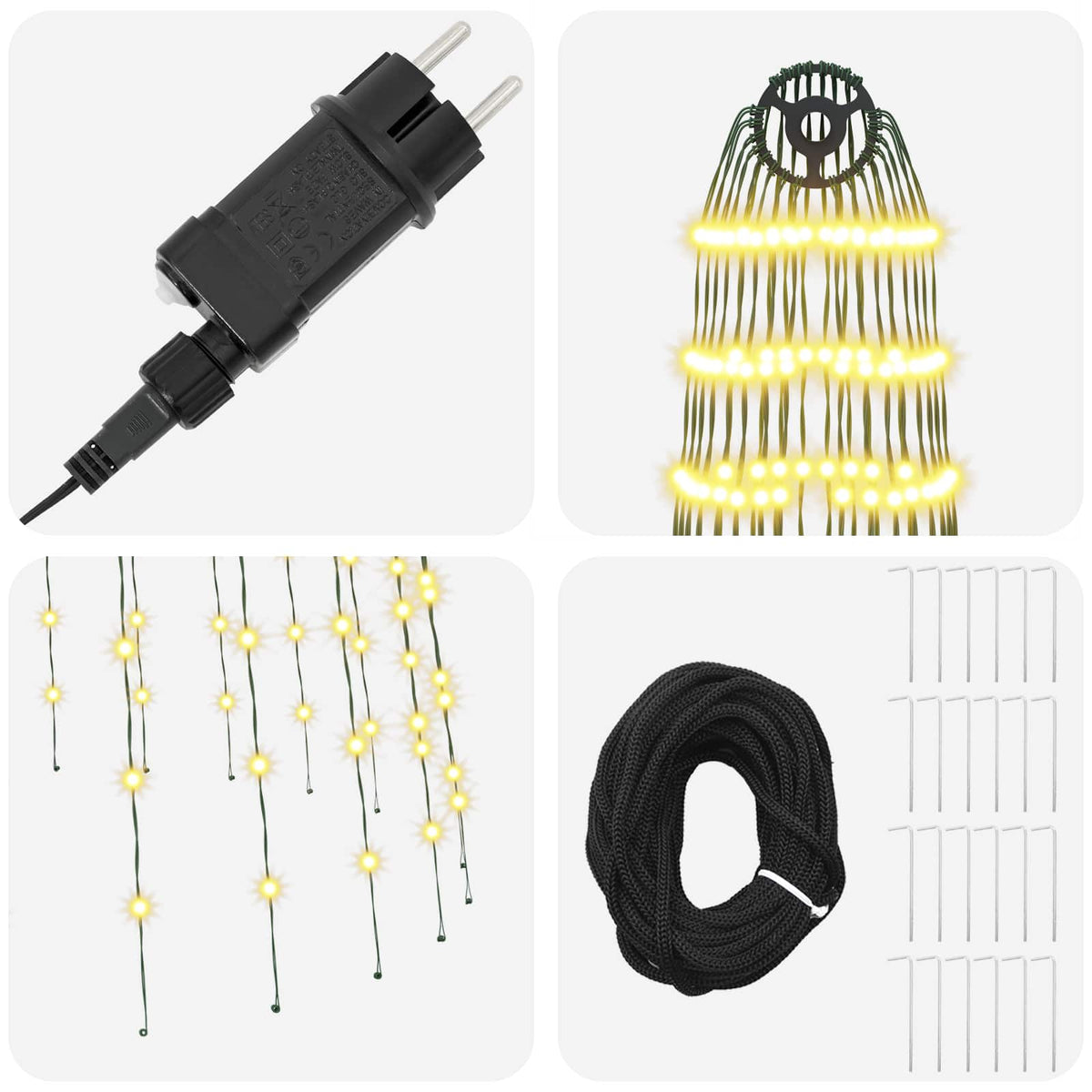 Christmas Tree Light with Spikes 744 LEDs Warm White and