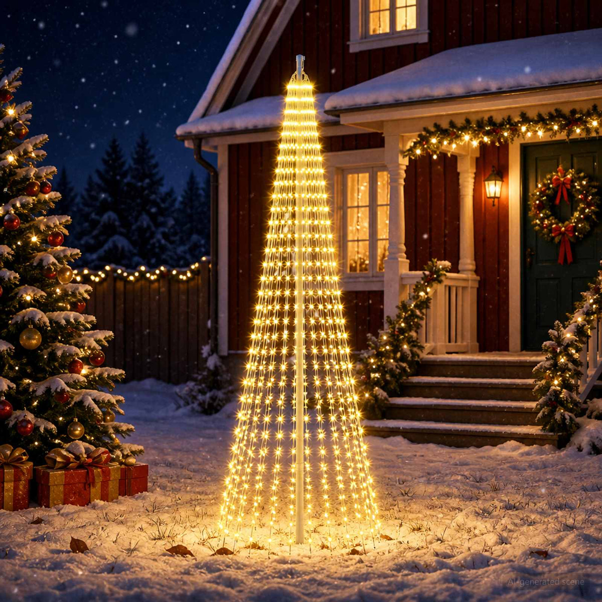 Christmas Tree Light with Spikes 744 LEDs Warm White and