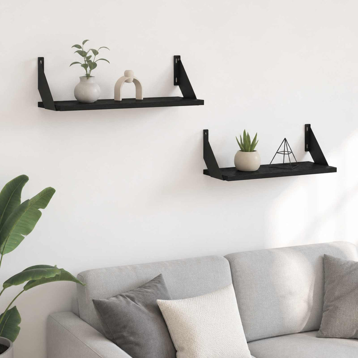 Wall Shelves 2 pcs Black Oak 50 x 20 x 17 cm