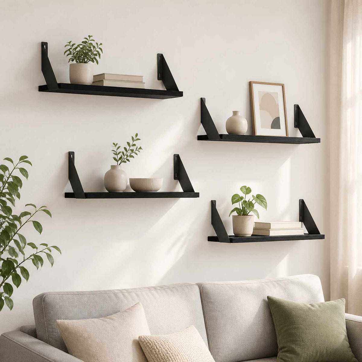 Wall Shelves 4 pcs Black Oak 50 x 20 x 17 cm