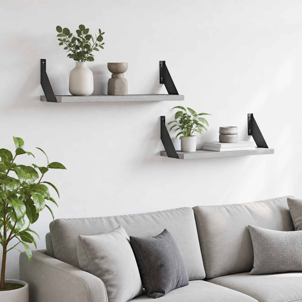 Wall Shelves 2 pcs Concrete Grey 50 x 20 x 17 cm
