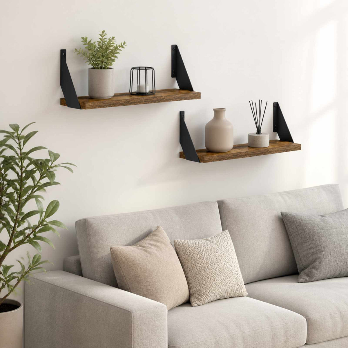 Wall Shelves 2 pcs Smoked Oak 50 x 20 x 17 cm