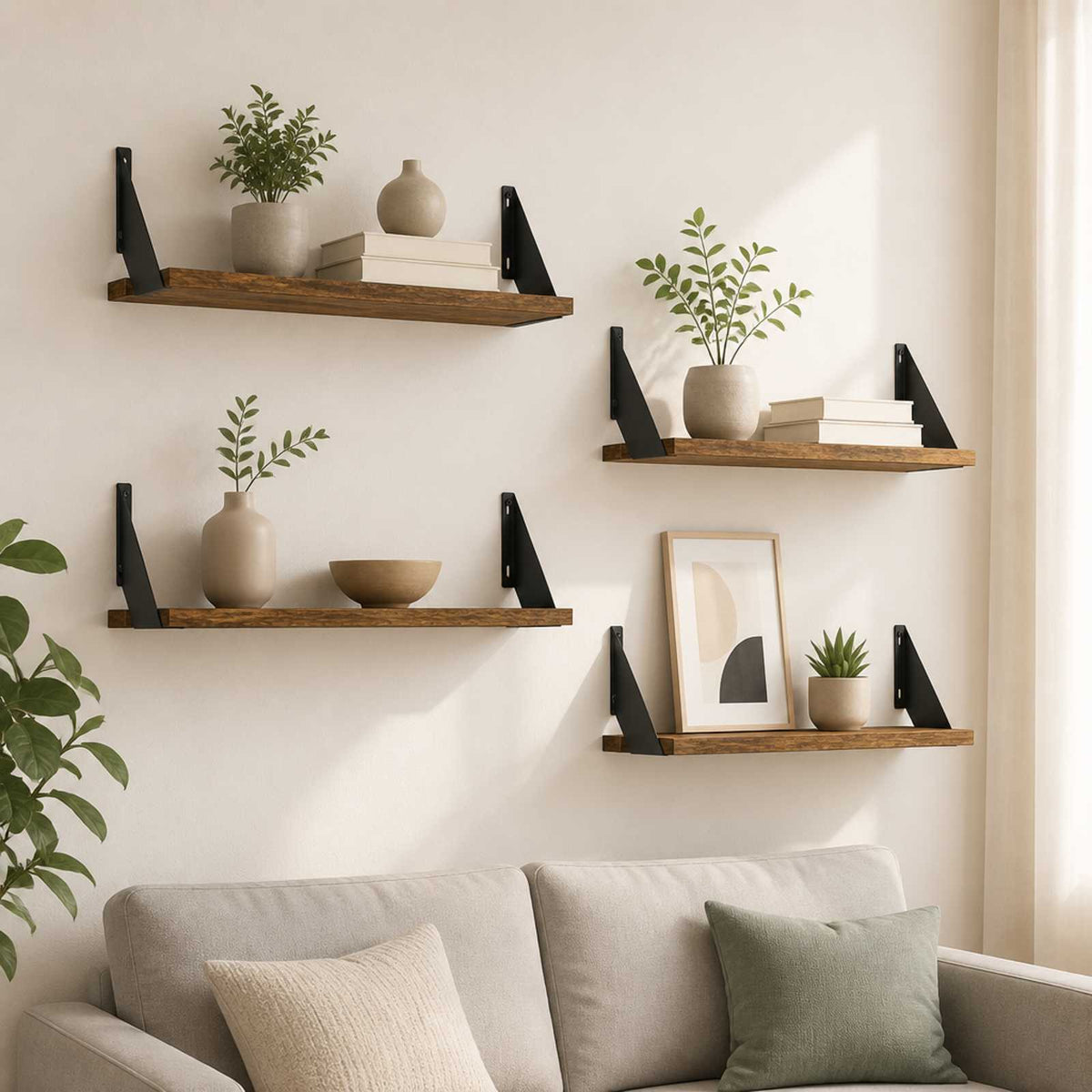 Wall Shelves 4 pcs Smoked Oak 50 x 20 x 17 cm