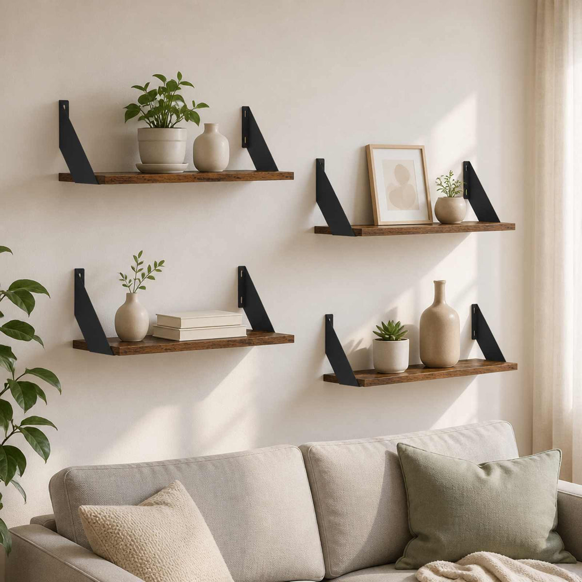 Wall Shelves 4 pcs Old Wood 50 x 20 x 17 cm