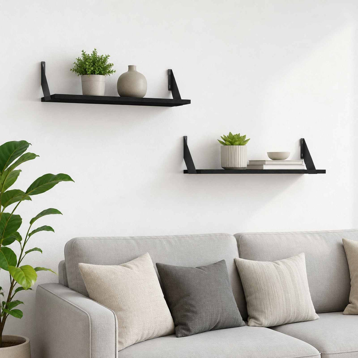 Wall Shelves 2 pcs Black Oak 60 x 20 x 17 cm