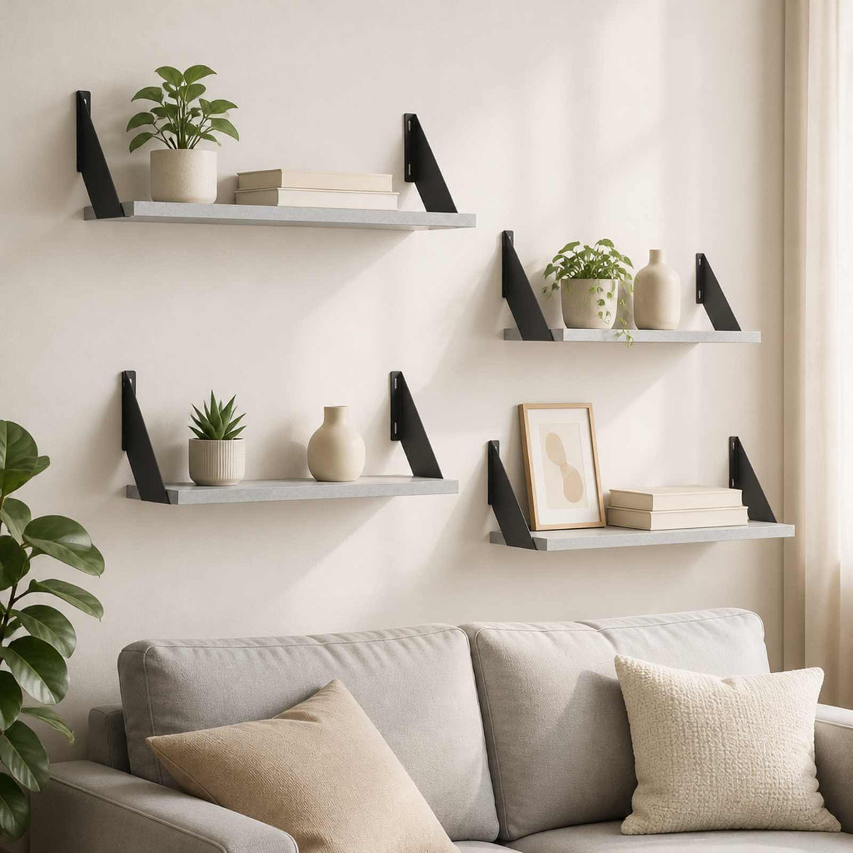 Wall Shelves 4 pcs Concrete Grey 60 x 20 x 17 cm