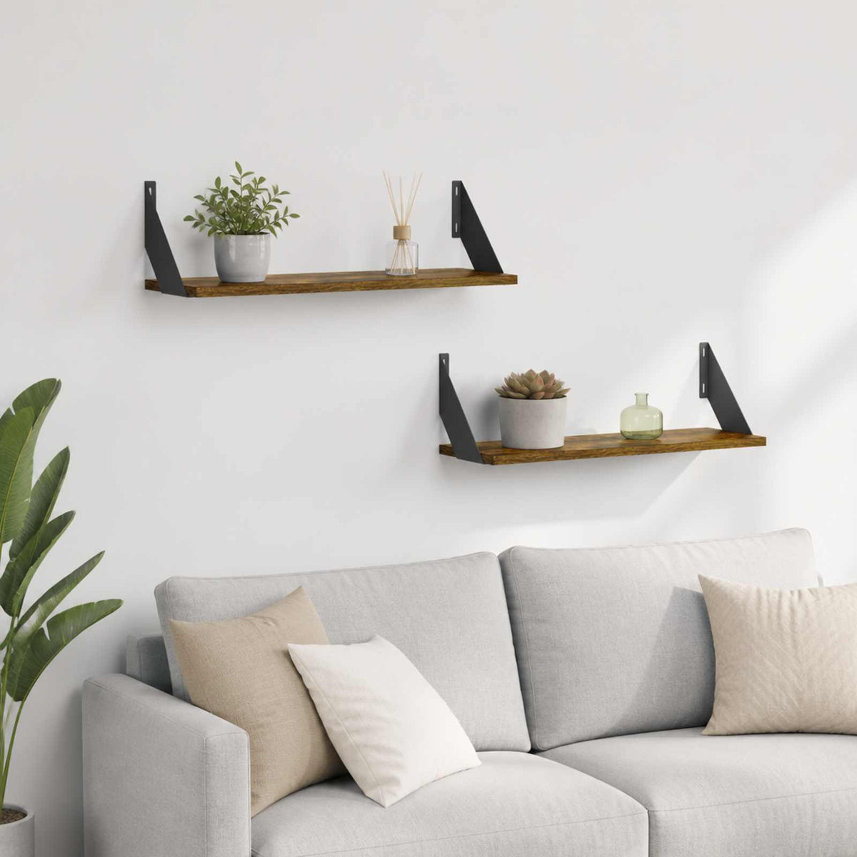 Wall Shelves 2 pcs Smoked Oak 60 x 20 x 17 cm
