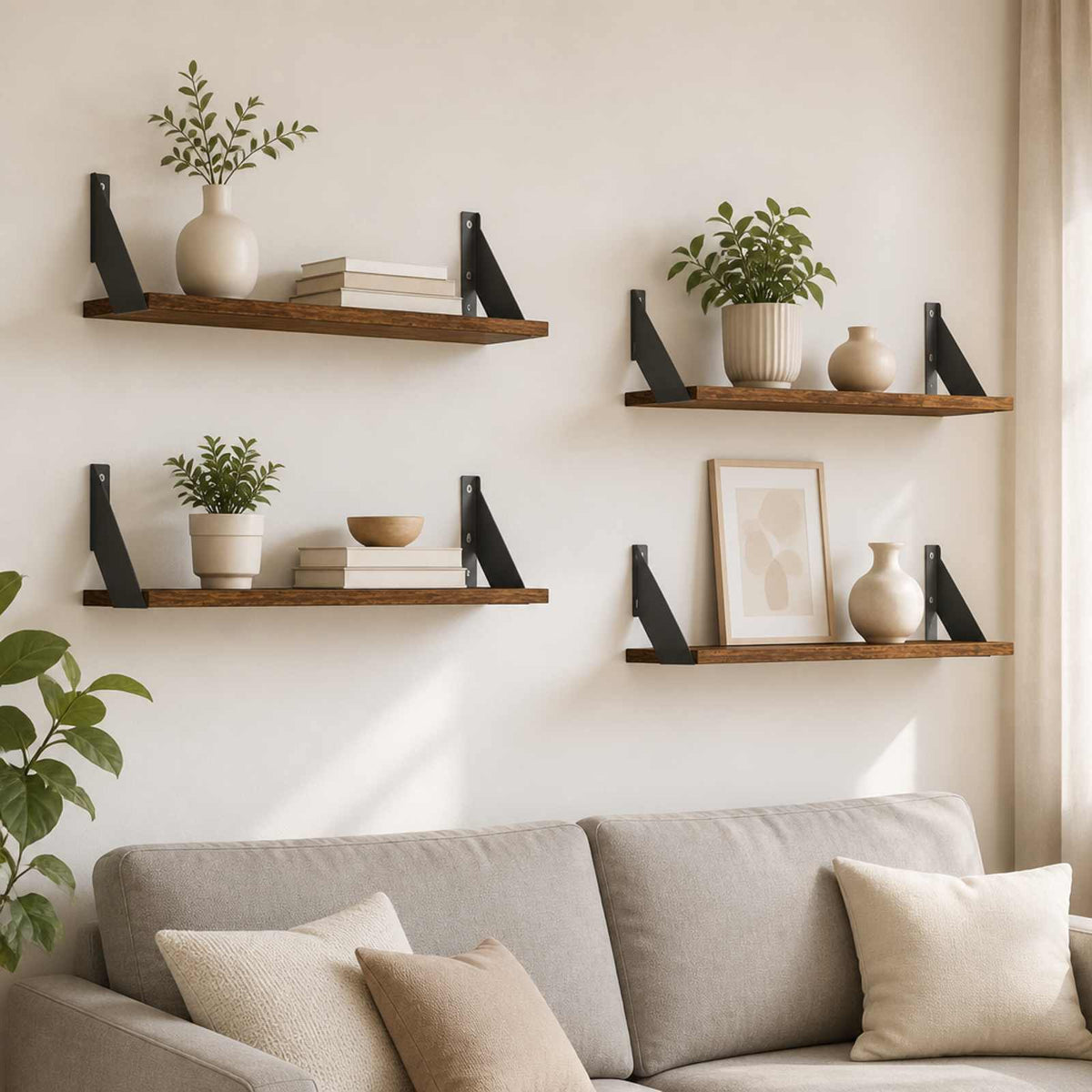 Wall Shelves 4 pcs Smoked Oak 60 x 20 x 17 cm