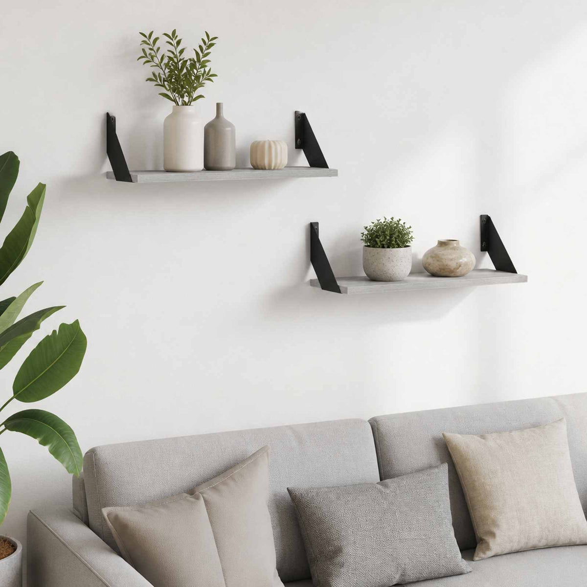 Wall Shelves 2 pcs Grey Sonoma 60 x 20 x 17 cm