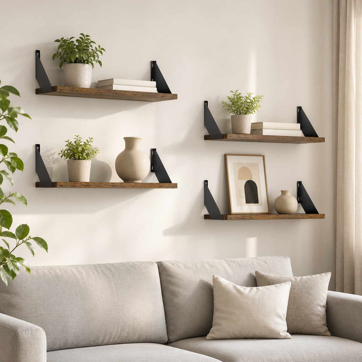 Wall Shelves 4 pcs Old Wood 60 x 20 x 17 cm