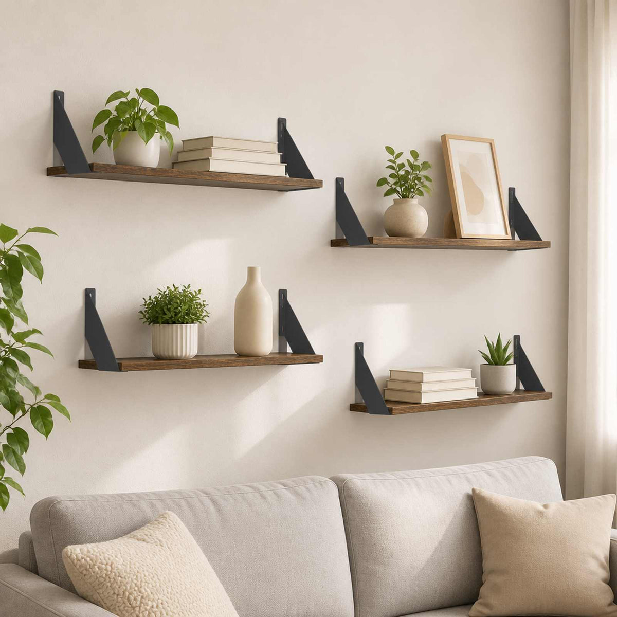 Wall Shelves 4 pcs Smoked Oak 70 x 20 x 17 cm
