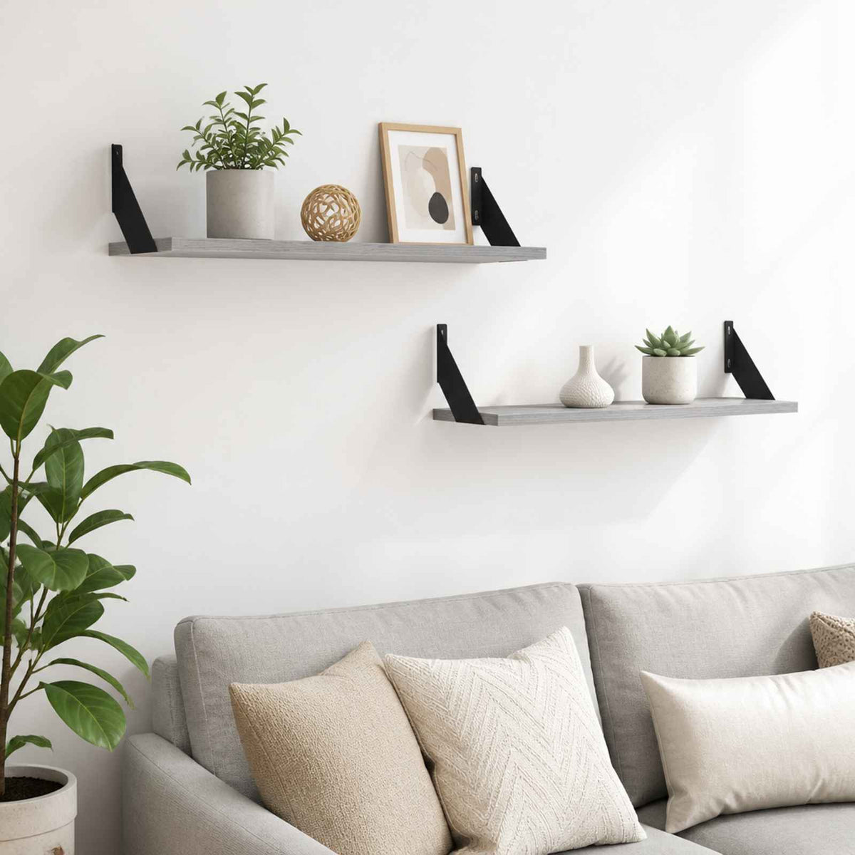 Wall Shelves 2 pcs Grey Sonoma 70 x 20 x 17 cm