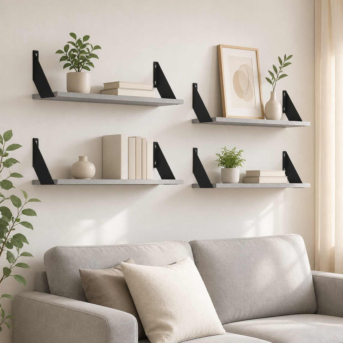 Wall Shelves 4 pcs Grey Sonoma 70 x 20 x 17 cm