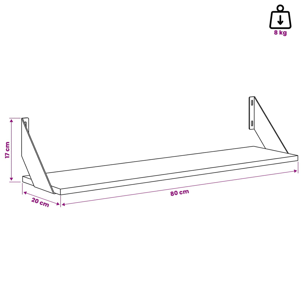Wall Shelves 4 pcs Black Oak 80 x 20 x 17 cm