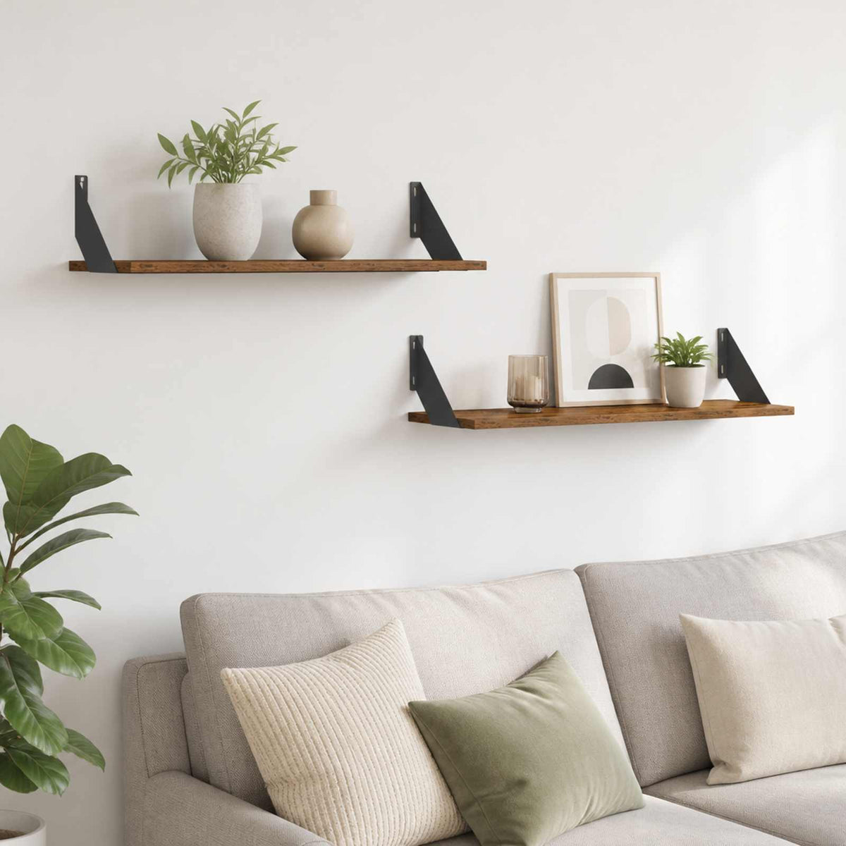 Wall Shelves 2 pcs Old Wood 80 x 20 x 17 cm