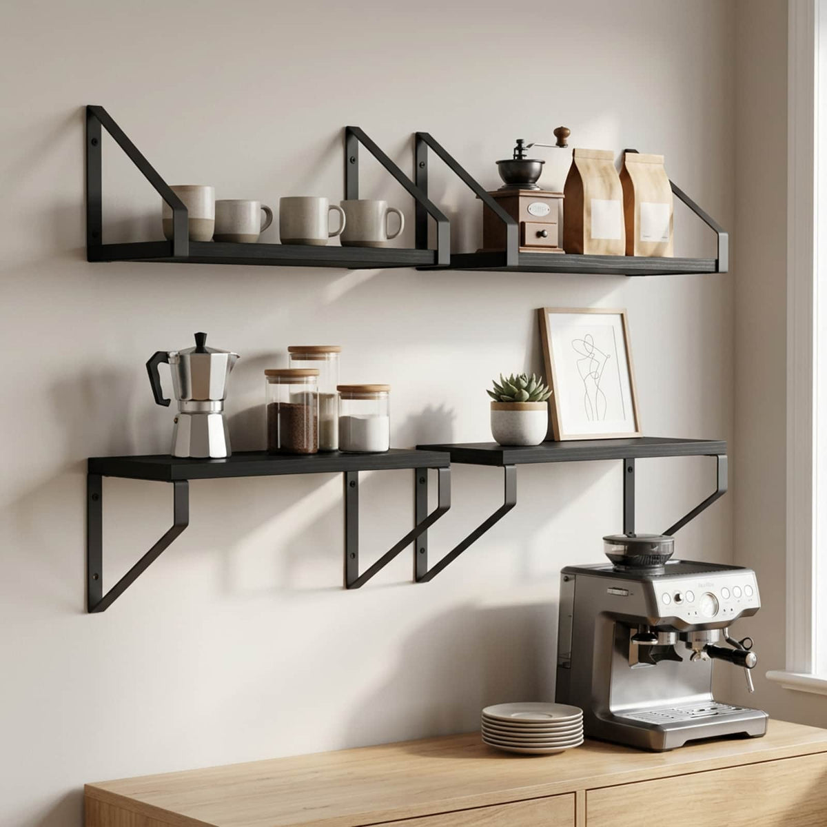 Wall Shelves 4 pcs Black Oak 30 x 16 x 15.5 cm