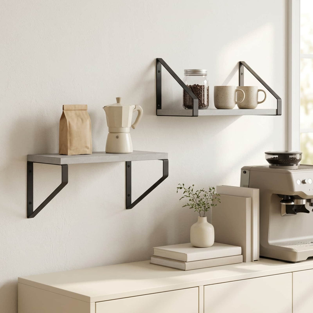 Wall Shelves 2 pcs Concrete Grey 30 x 16 x 15.5 cm