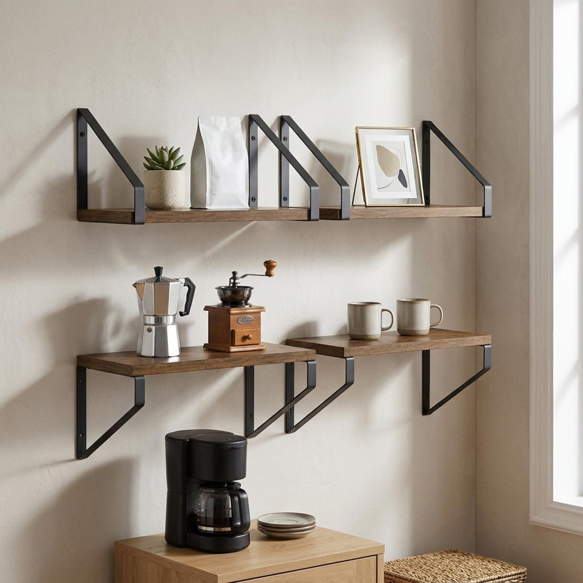 Wall Shelves 4 pcs Smoked Oak 30 x 16 x 15.5 cm