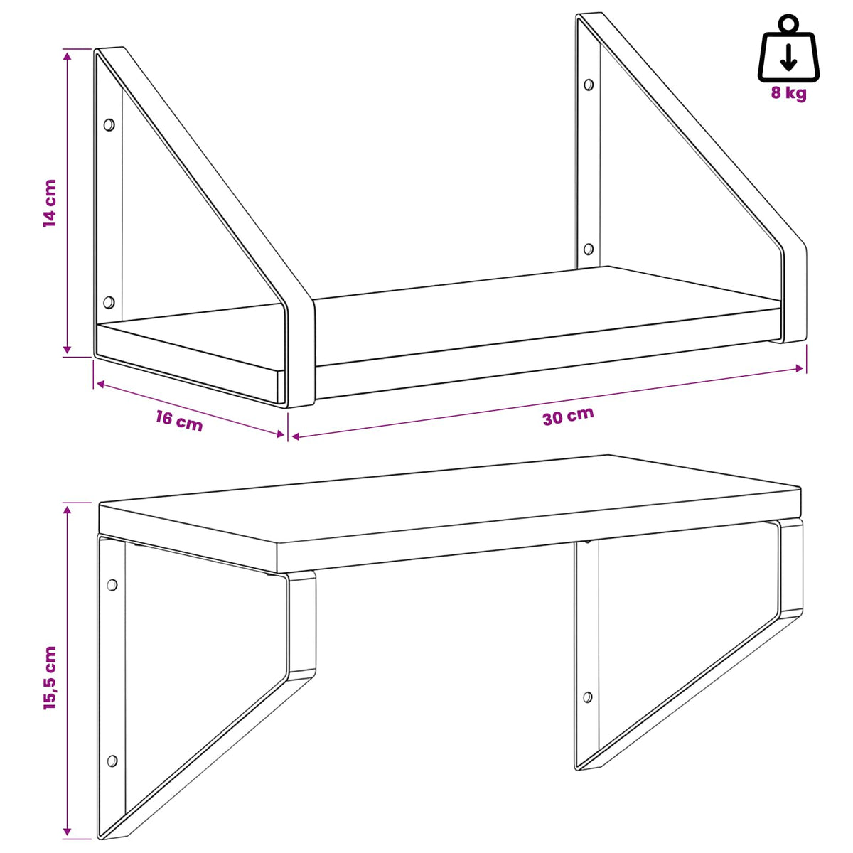 Wall Shelves 4 pcs Smoked Oak 30 x 16 x 15.5 cm