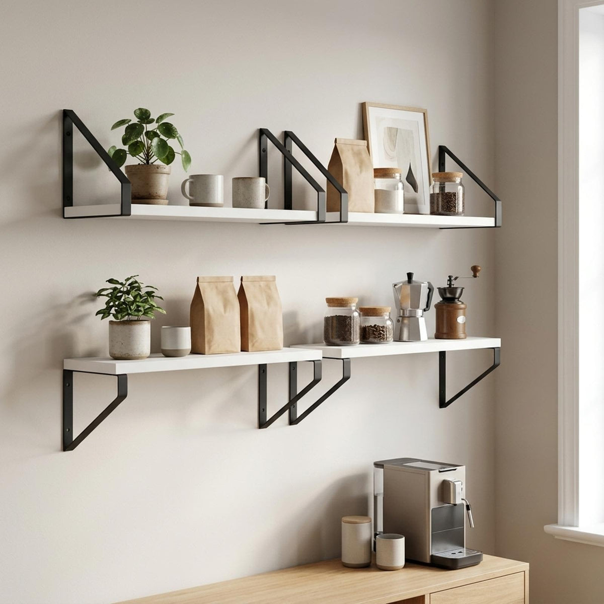 Wall Shelves 4 pcs White 40 x 16 x 15.5 cm