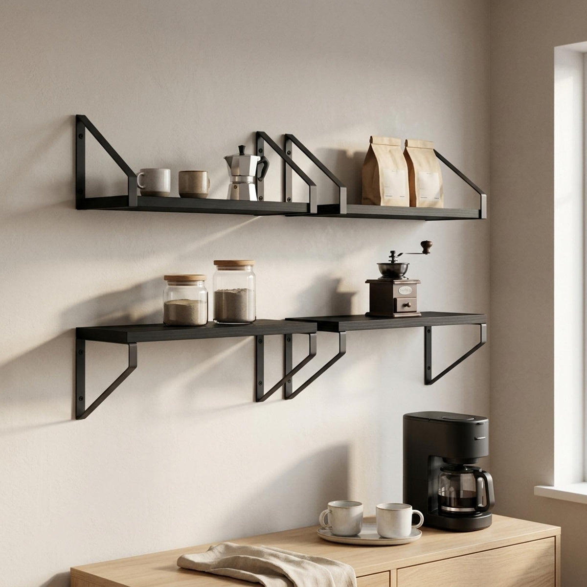 Wall Shelves 4 pcs Black Oak 40 x 16 x 15.5 cm