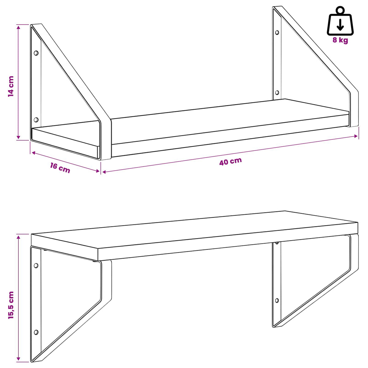Wall Shelves 4 pcs Black Oak 40 x 16 x 15.5 cm