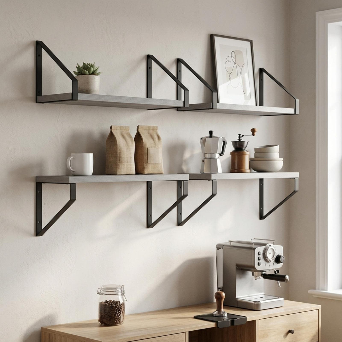 Wall Shelves 4 pcs Grey Sonoma 40 x 16 x 15.5 cm