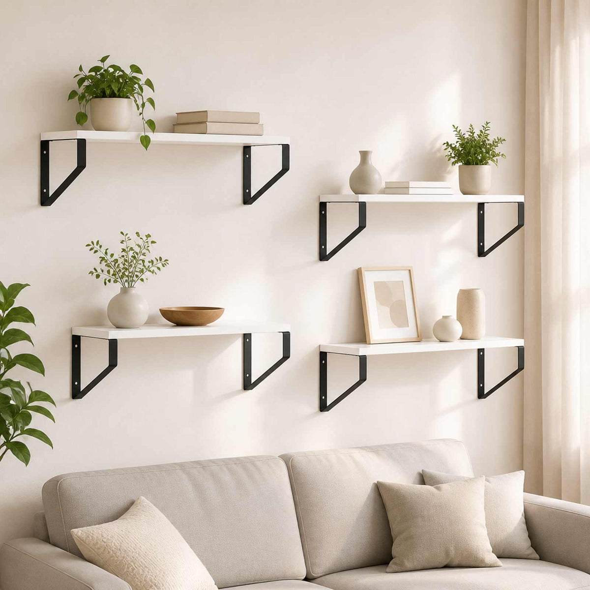 Wall Shelves 4 pcs White 50 x 16 x 15.5 cm