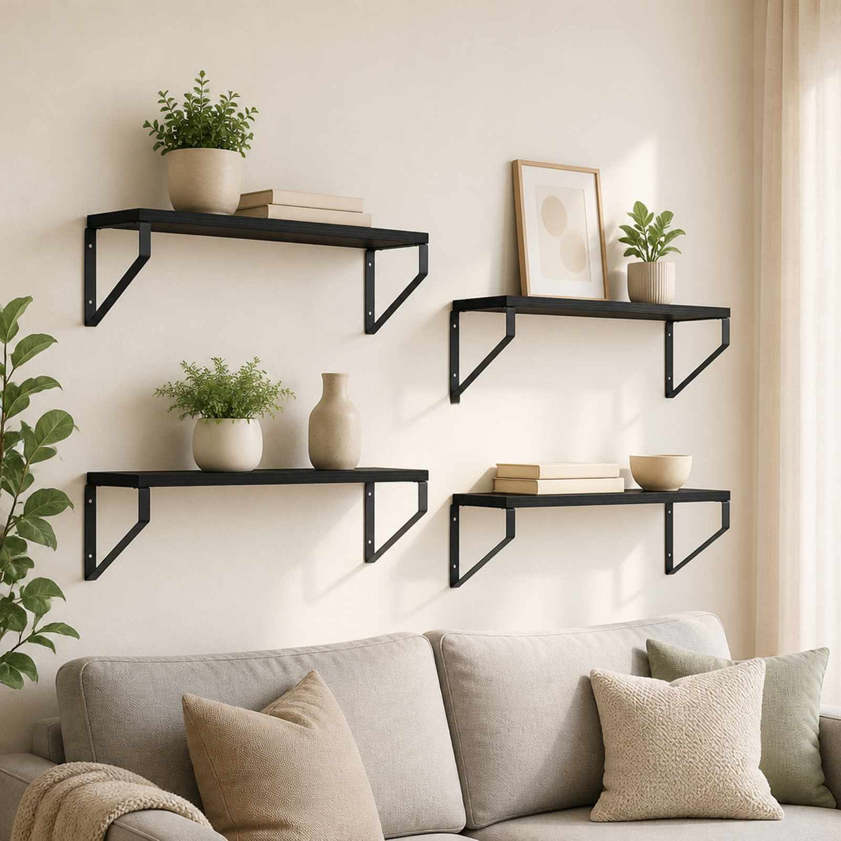 Wall Shelves 4 pcs Black Oak 50 x 16 x 15.5 cm