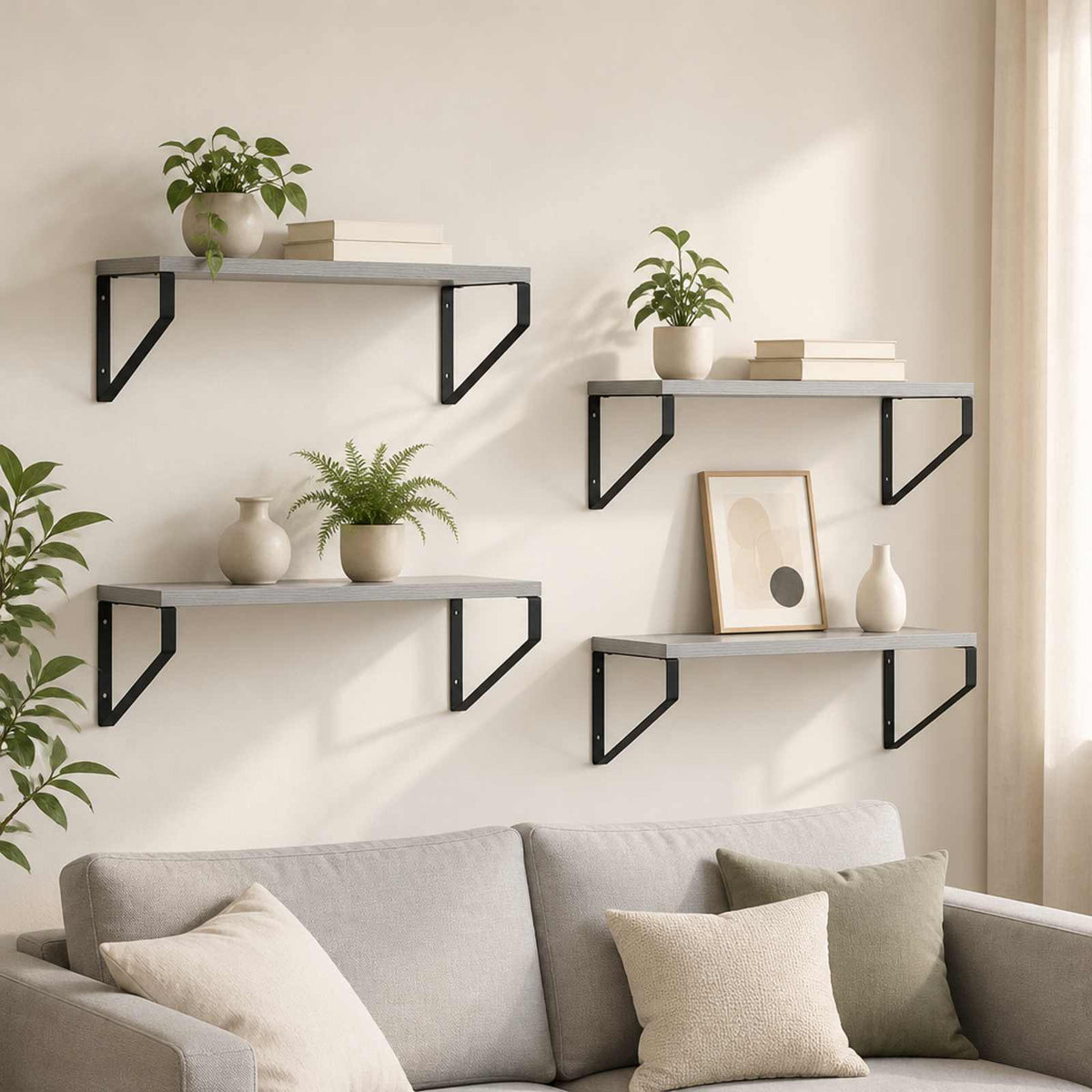 Wall Shelves 4 pcs Grey Sonoma 50 x 16 x 15.5 cm