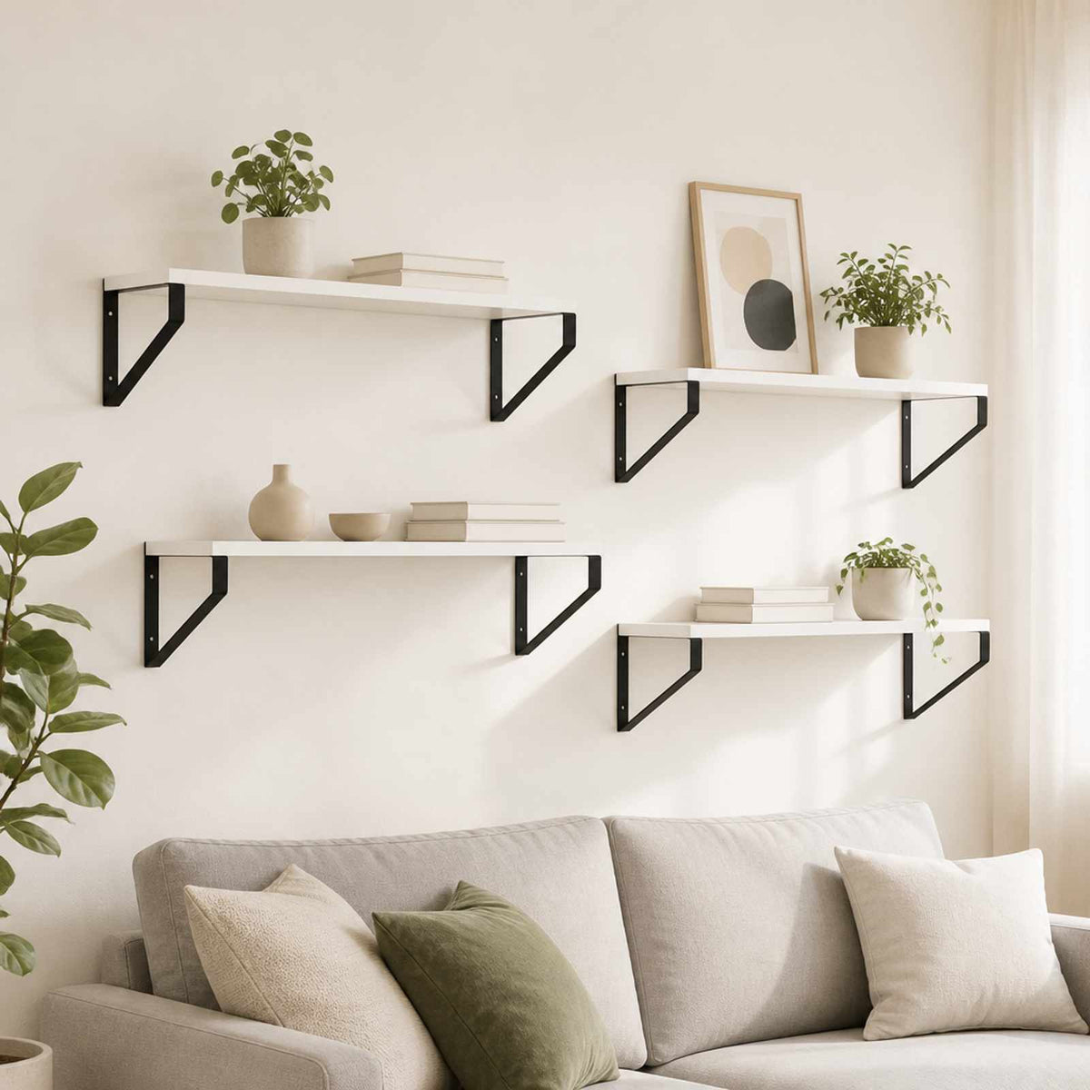 Wall Shelves 4 pcs White 60 x 16 x 15.5 cm