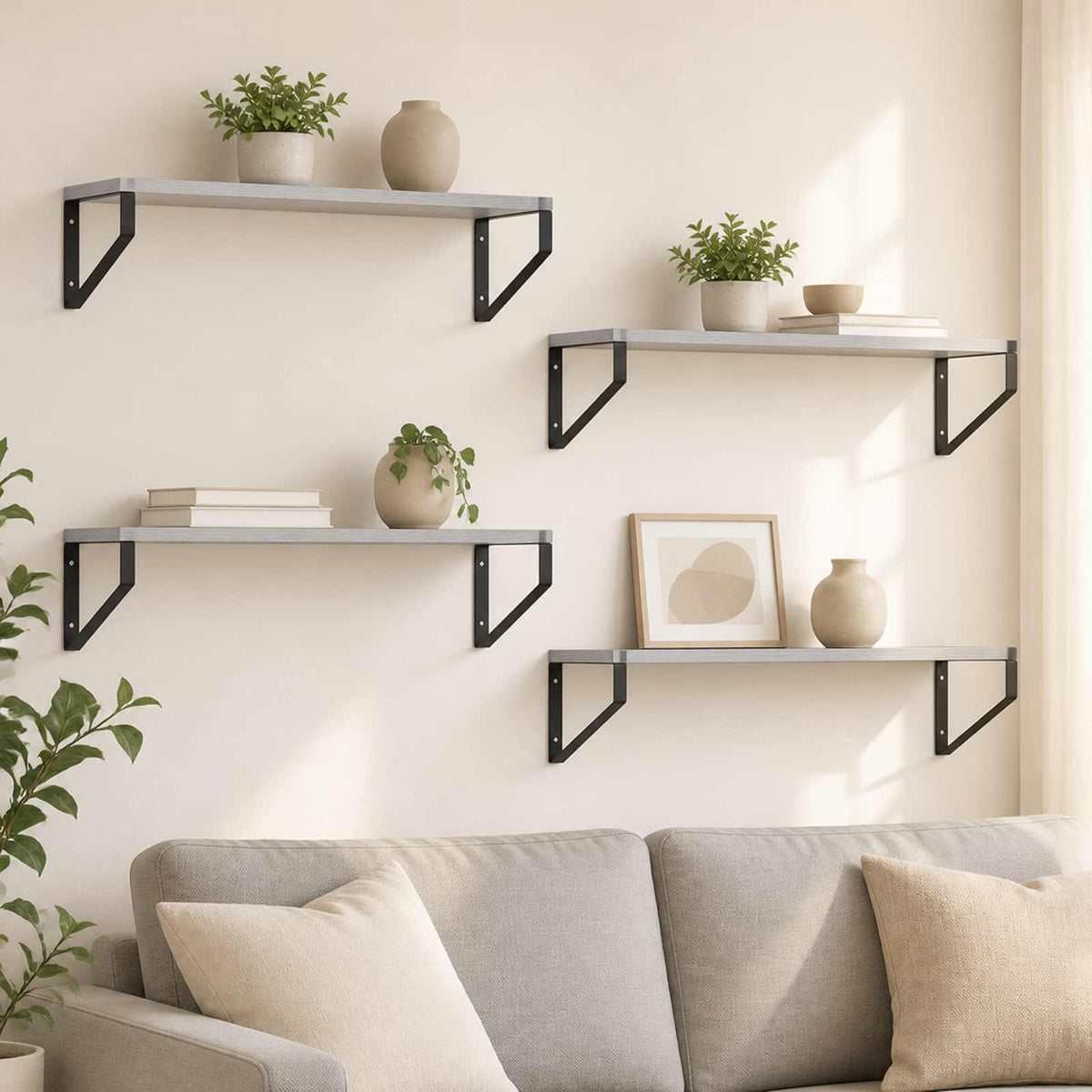 Wall Shelves 4 pcs Grey Sonoma 60 x 16 x 15.5 cm