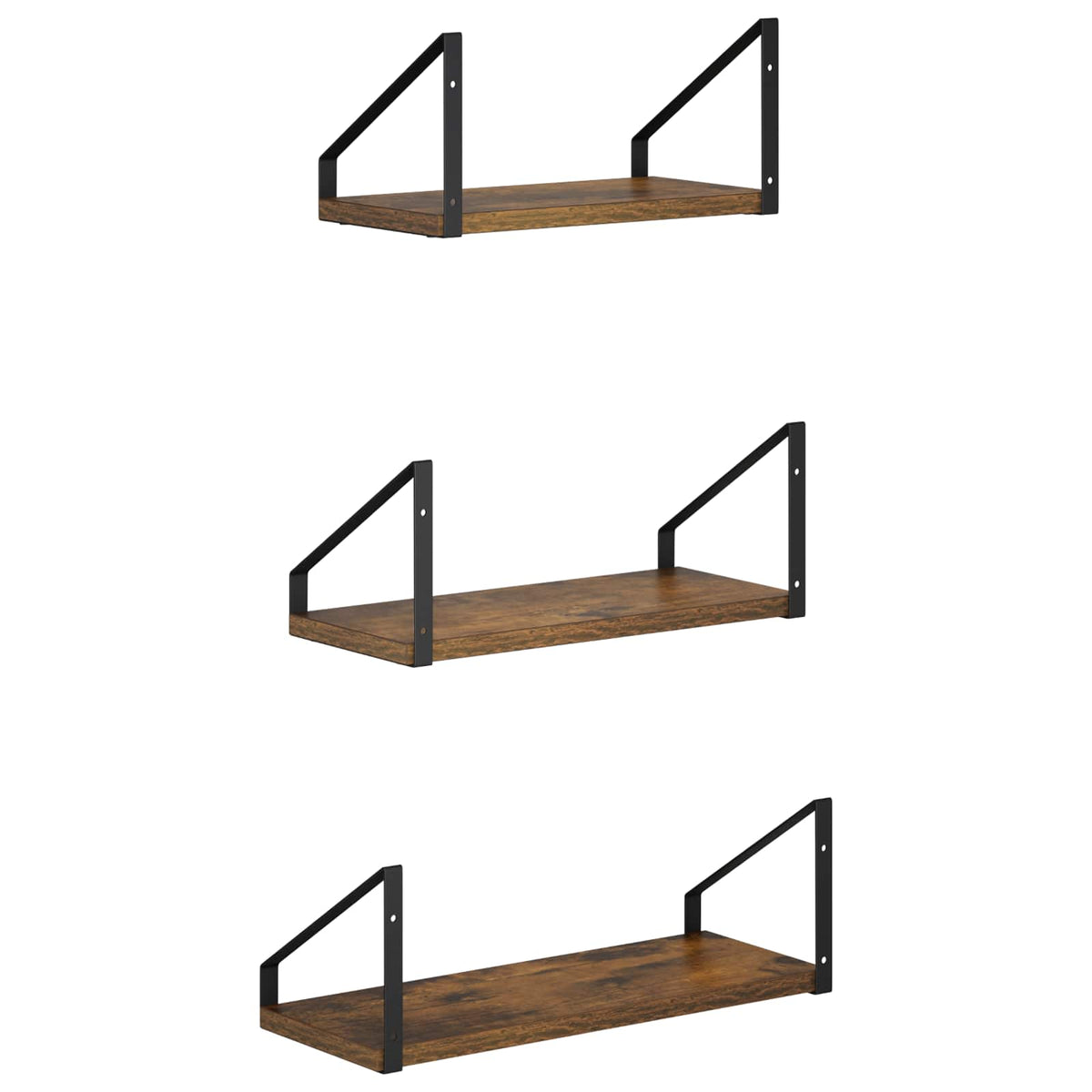 Wall Shelves 3 pcs Smoked Oak 40 x 16 x 15.5 cm