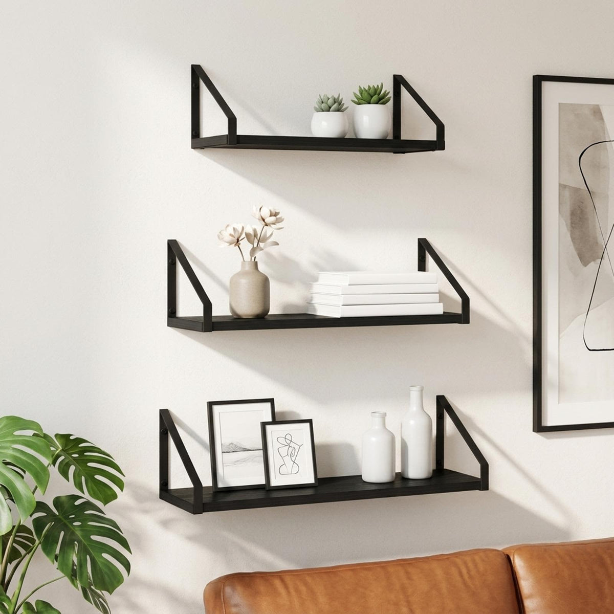 Wall Shelves 3 pcs Black Oak 60 x 16 x 15.5 cm