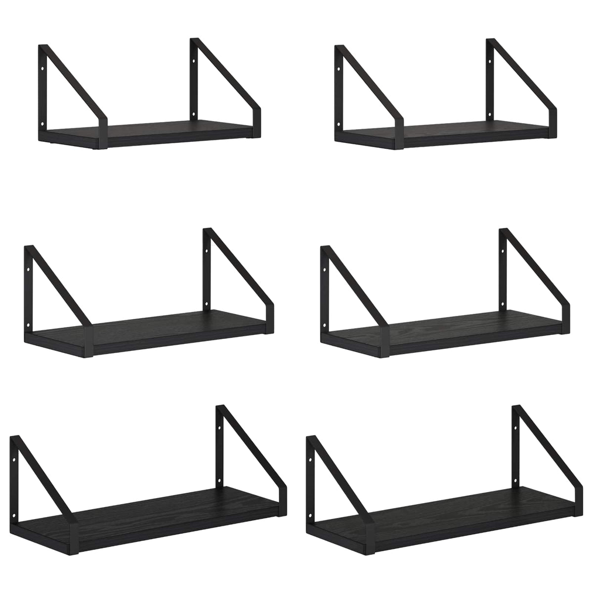 Wall Shelves 6 pcs Black Oak 40 x 16 x 15.5 cm